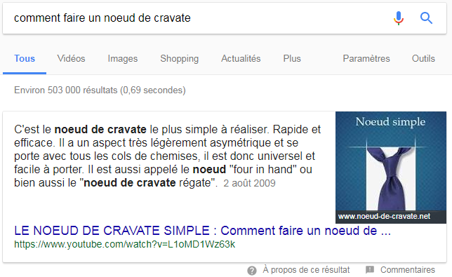 Position 0 faire un noeud de cravate