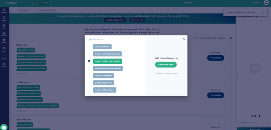 chatbot suggest